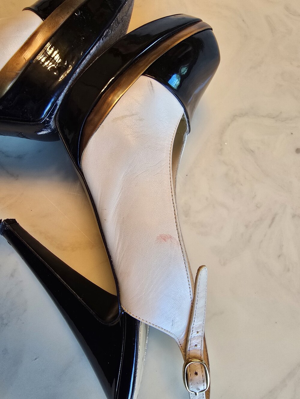 Yves Saint Laurent Rive Gauche Leather Colorblock Pattern Slingback Pumps 39 - Picture 11 of 14